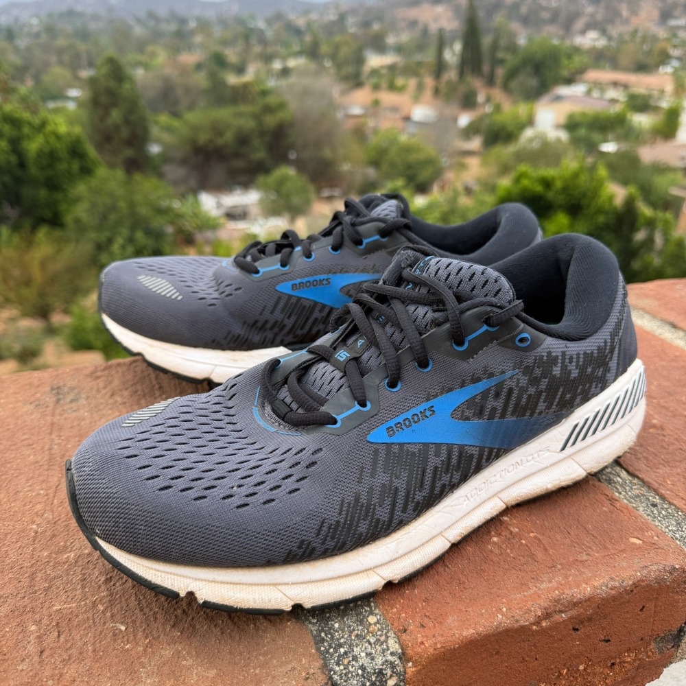 Brooks Addiction GTS 15 Grey Blue Mesh Running Shoes Mens Size 10 Wide 2E